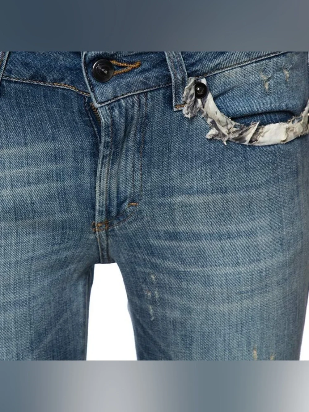 Just Cavalli Womens Lace Trim Straight Fit Jeans 26/40 Light Wash Denim Italy